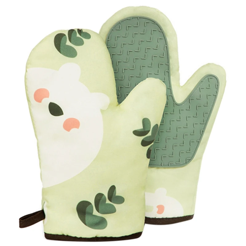

Household Kitchen Cartoon Fabric Heat-Insulating Gloves Thickened Anti-Scald Oven Gloves Oven Mitts Baking Tools