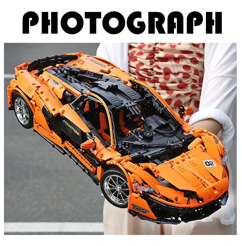 1 к 8 соотношение 13090 техника серии McLaren P1 оранжевый гоночный автомобиль набор приложение RC модель строительные блоки мощность мотор функция игрушки 20087