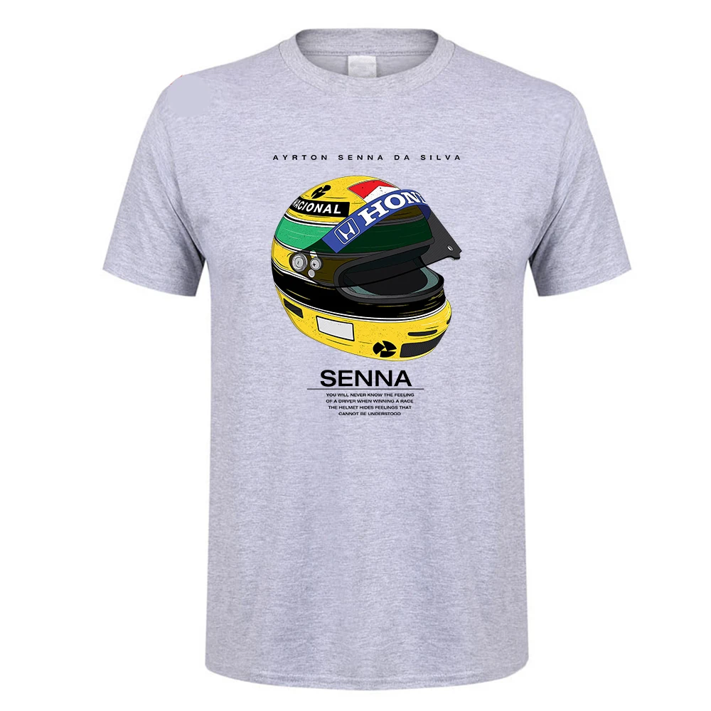 Ayrton Senna Шлем Футболка одноцветная 1 Гоночная машина для мужчин 100% хлопок короткий
