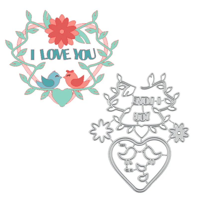 DiyArts I Lover You Floral Heart Metal Cutting Dies Stencils for DIY Scrapbooking Decoration Embossing Handcraft Die Cut 2019 | Дом и сад