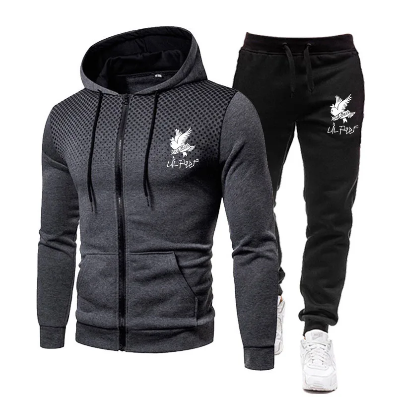 

2021 Sportswear Men's 2-Piece Sweatshirt + Sweatpants Sportswear Zipper Hoodie Casual Men's Ropa Hombre Size S-3XL