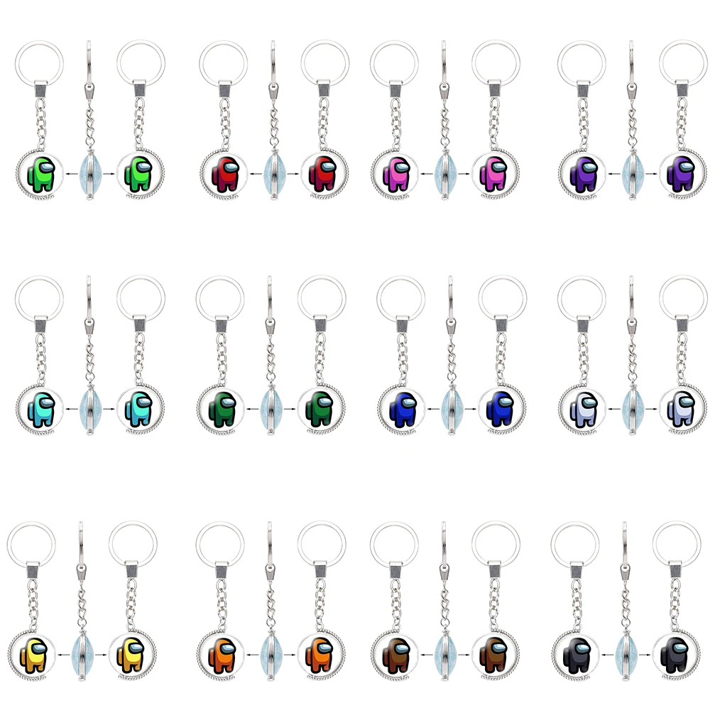 

Time Gem Double-sided Keychain Rotating Space Werewolf Kill Key Chain Trendy Alloy Cartoon Pendant Car Llaveros Jewelry Gift