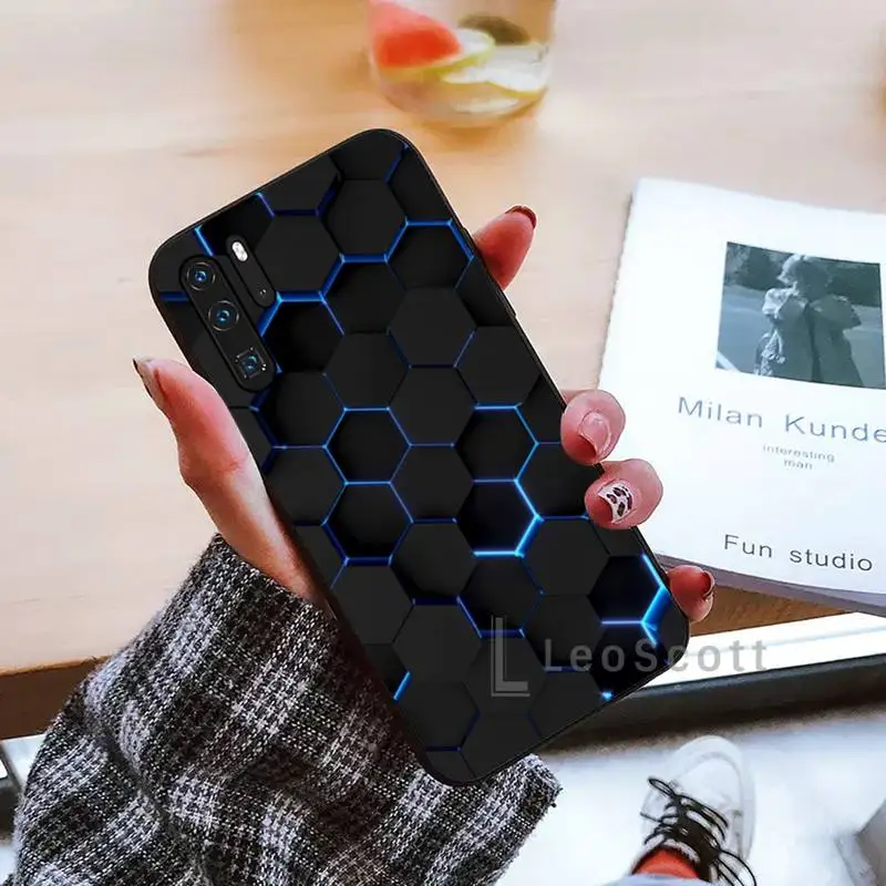 

Hexagonal lattice Phone Case black For Huawei honor Mate mate P 10 9X 10i 20 30 40 y7 lite pro p smart 2019
