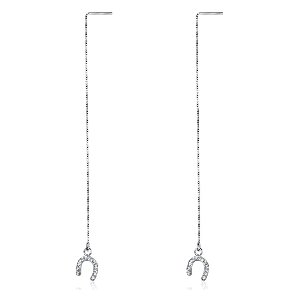 Новые Модные подвесные длинные серьги HanCheng U образной формы украшенные фианитами