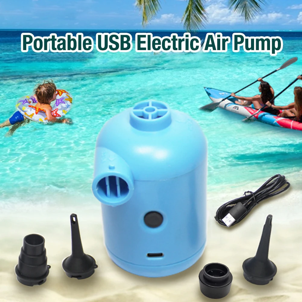 

Camping Water Sports Floating Bed Mini Portable Beach Toys For Inflatable Boat USB Electric Air Pump Compact Pool With 3 Nozzles