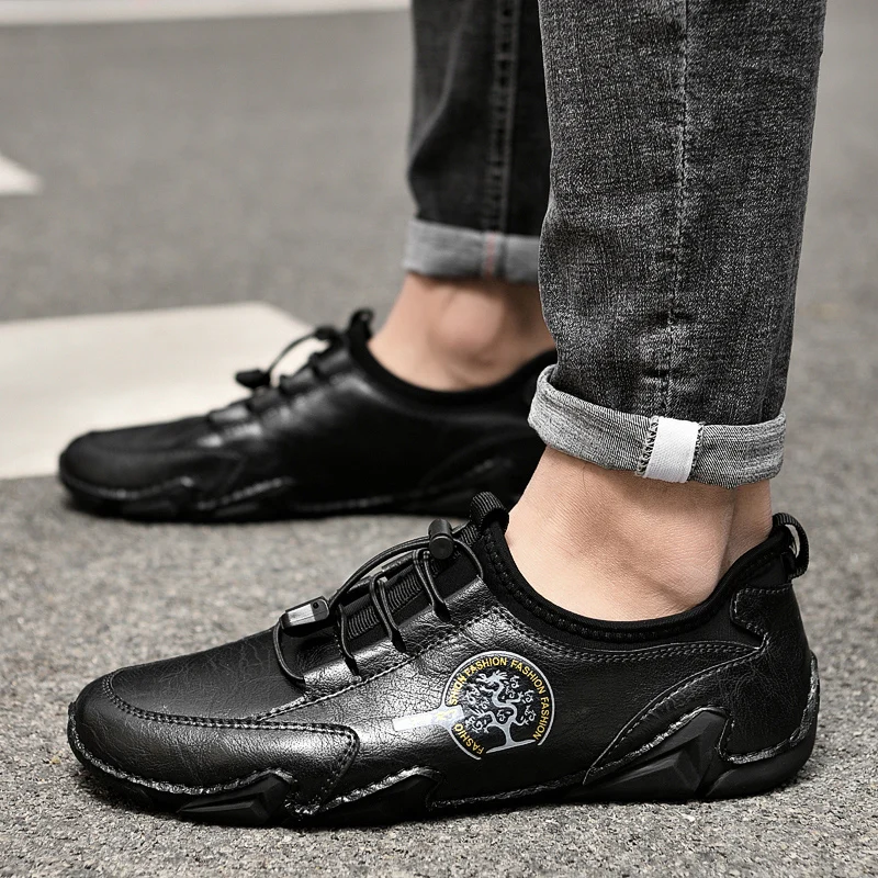 

Men Shoes Leather Fashion Men Sneakers Handmade Breathable Casual Mens Loafers Moccasins Luxury Driving Shoes Plus Size 38-48