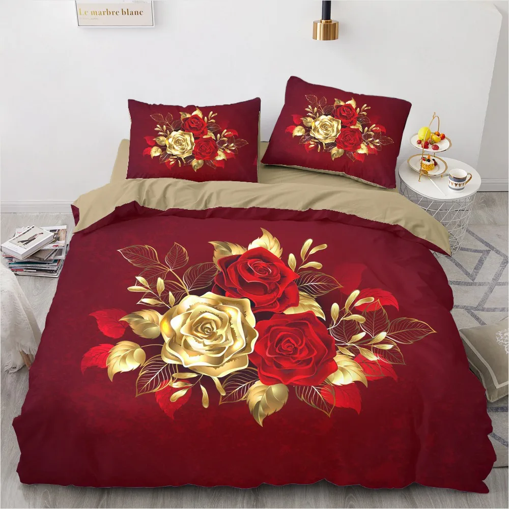 

Flower Comforther Covers Custom Design 3D Luxury Quilt Cover Sets Pillow Sham King Queen Super King Twin Size White Bedding Set