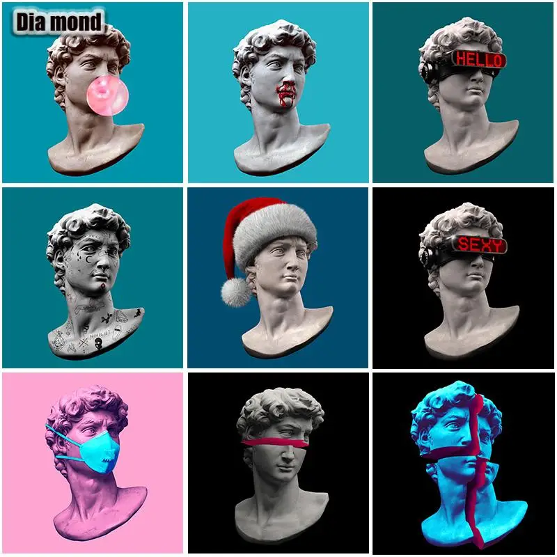 

5D DIY алмазная живопись Скульптура Давида полная Алмазная вышивка забавная портретная картина Стразы Вышивка крестиком