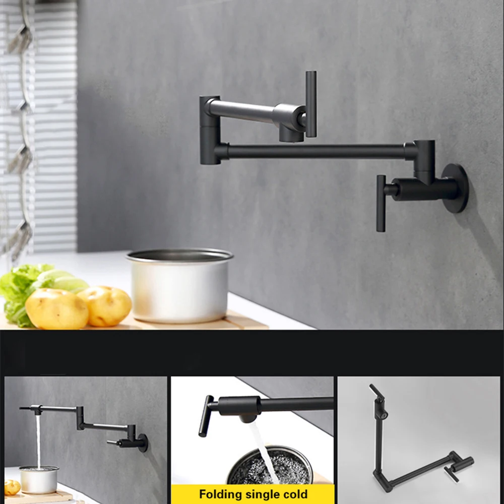 

Faucet swivel foldable telescopic swivel stretch basin sink sink faucet folding brass wall-mounted kitchen faucet single cold wa