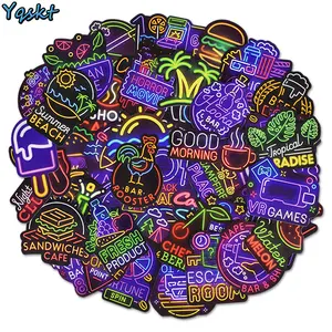 50 шт. неоновые наклейки Fuuny для мотоциклетного шлема, бампера, винилового украшения, скейтборда, классная ПВХ граффити Водонепроницаемая наклейка