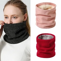 2022 new unisex knitted warm scarf winter autumn ring men women bandana solid foulard plush snood collor ourdoor sport bufanda
