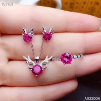 kjjeaxcmy fine jewelry 925 sterling silver natural pink topaz earrings ring pendant trendy ladies suit support testing