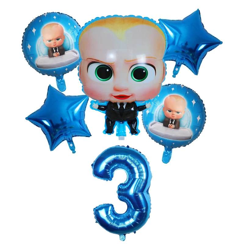6 шт./компл. 30 дюймов номер Мультфильм босс из фольги Воздушные шары воздушные с