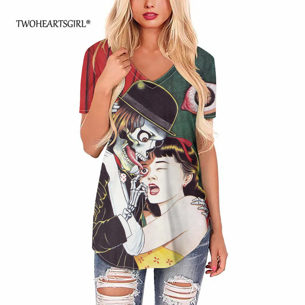 Готическая мультяшная ужасная футболка с графическим рисунком Женская