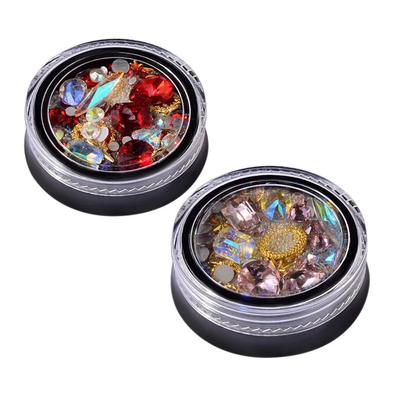 2 коробки 3D украшения для ногтей в форме наконечника прозрачный кристалл AB и 1x36 Вт