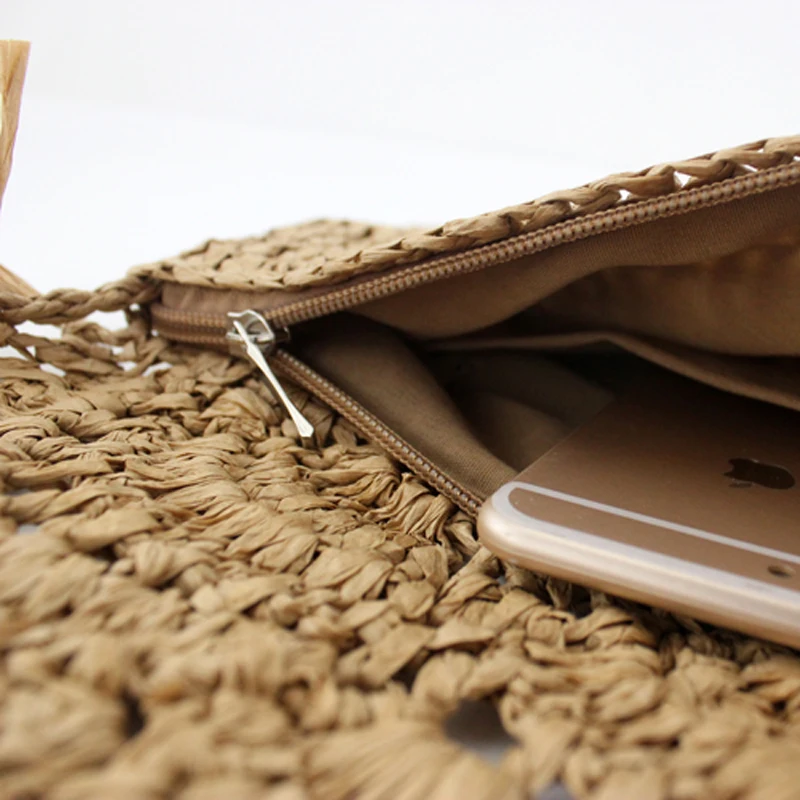 Новая женская Соломенная Летняя Сумка Пляжная мода из ротанга на плечо плетеный