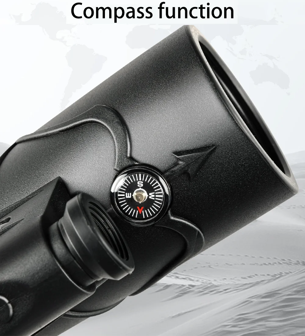 

12X60 Night Vision Monocular Telescope High Quality HD Powerful Binoculars Compass Phone LED Zoom Large Objective for Camping