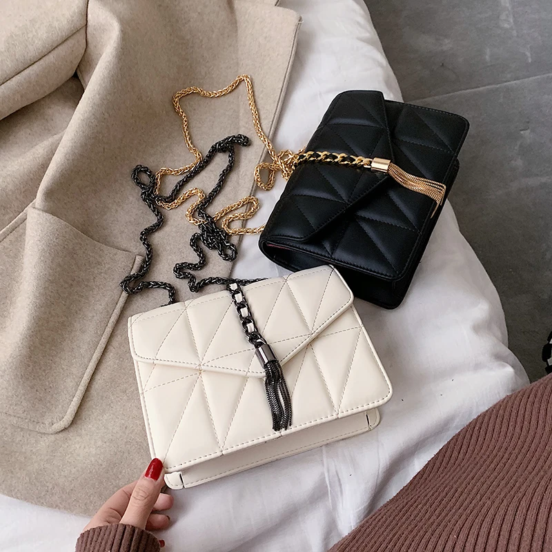 Новинка 2020 женские сумки модные с цепочкой на плечо кисточками повседневные