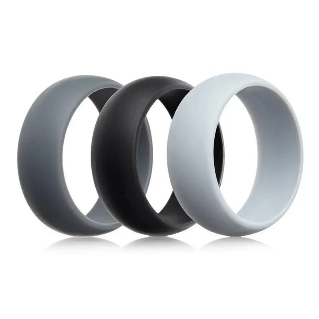 

3 Pieces Women Men 8mm Wide Flexible Rubber Silicone Wedding Finger Ring Band