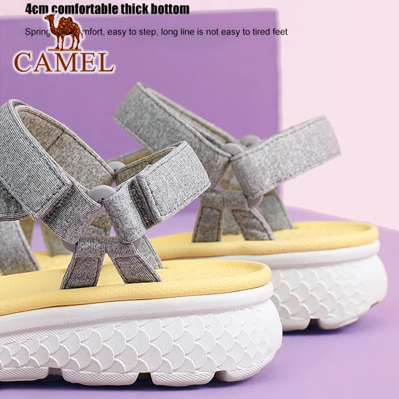 Camel Women's Sandals Women Shoes Summer 4cm Thick-soled Sports Beach All-match Non-slip Outdoor Traveling Ladies Beach Board