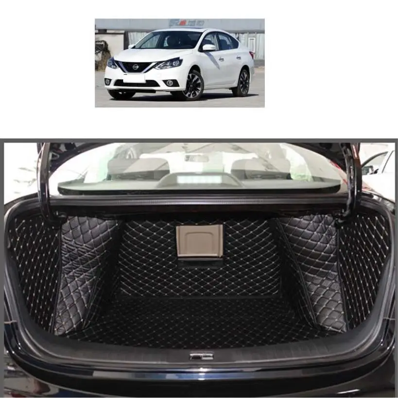 for Leather Car Trunk Mat Cargo Liner for Nissan Sylphy 2012 2013 2014 2015 2016 2017 2018 Pulsar Sentra Accessories