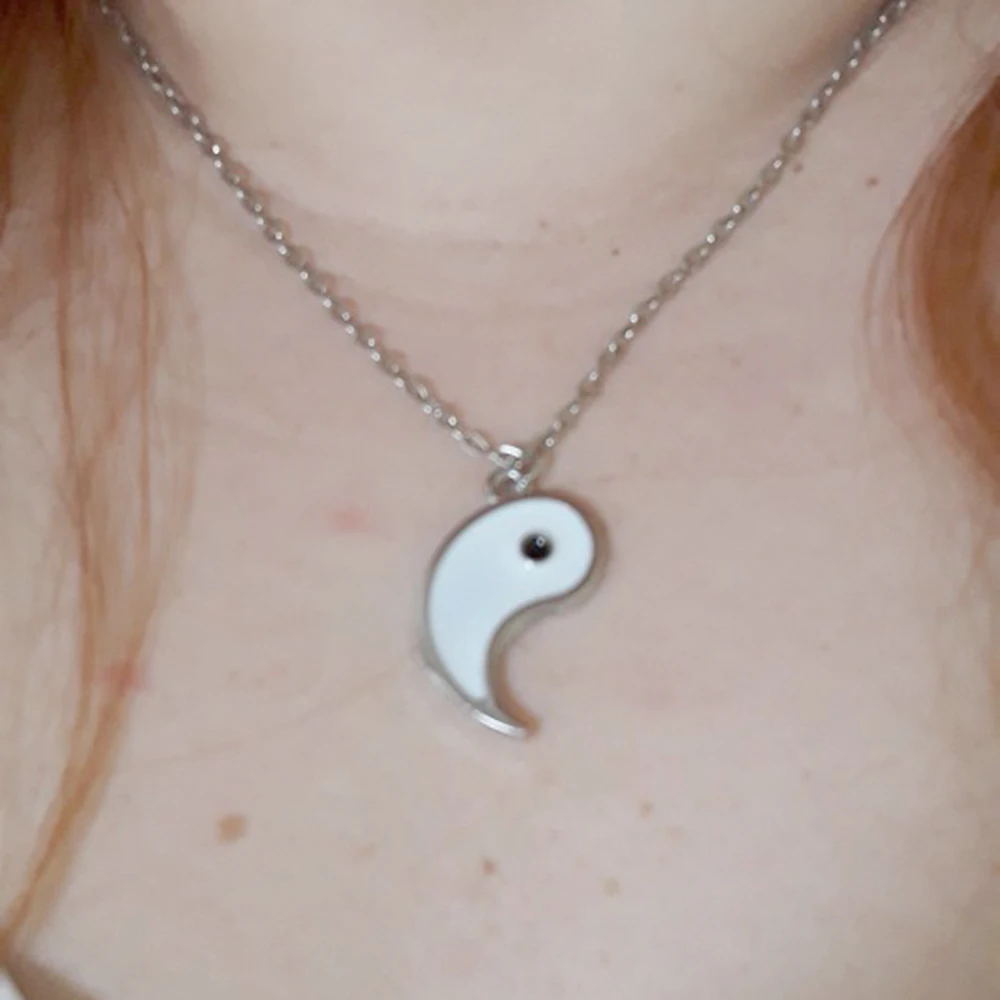 Парное ожерелье для женщин и мужчин рождественский подарок черная подвеска