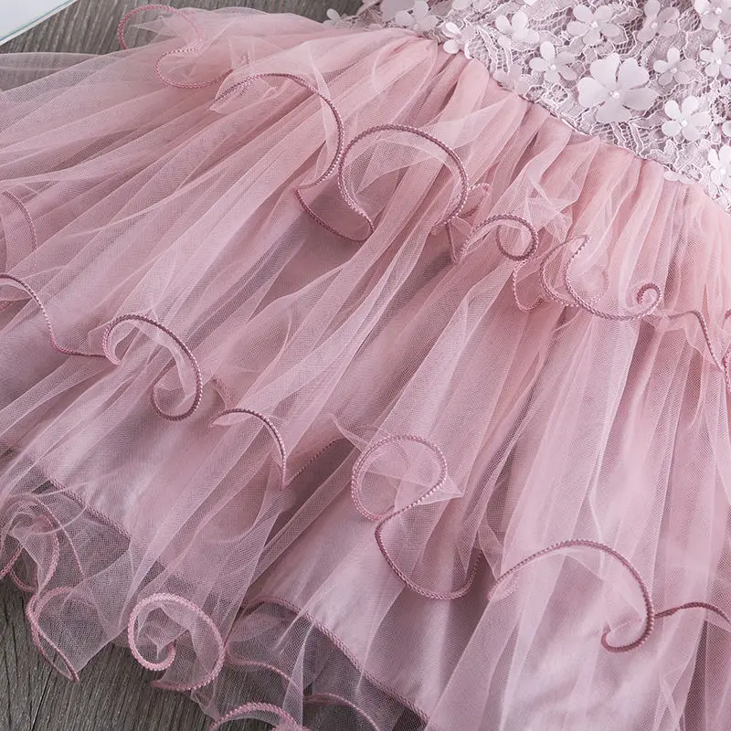 

White girls dress children's flowers fluffy mesh cake dress little girl princess dress kids clothes dress for girls