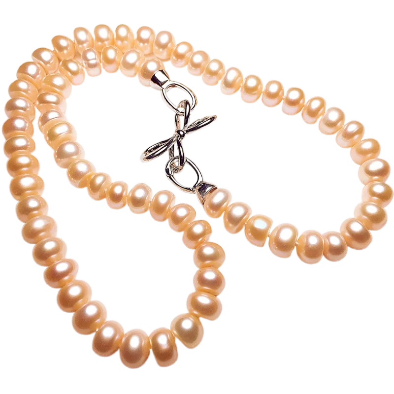 

genuine Pearl Necklace 8-9mm Natural Freshwater Pearl Necklaces 925 Sterling Silver Choker Necklace For Women Fashion Gift