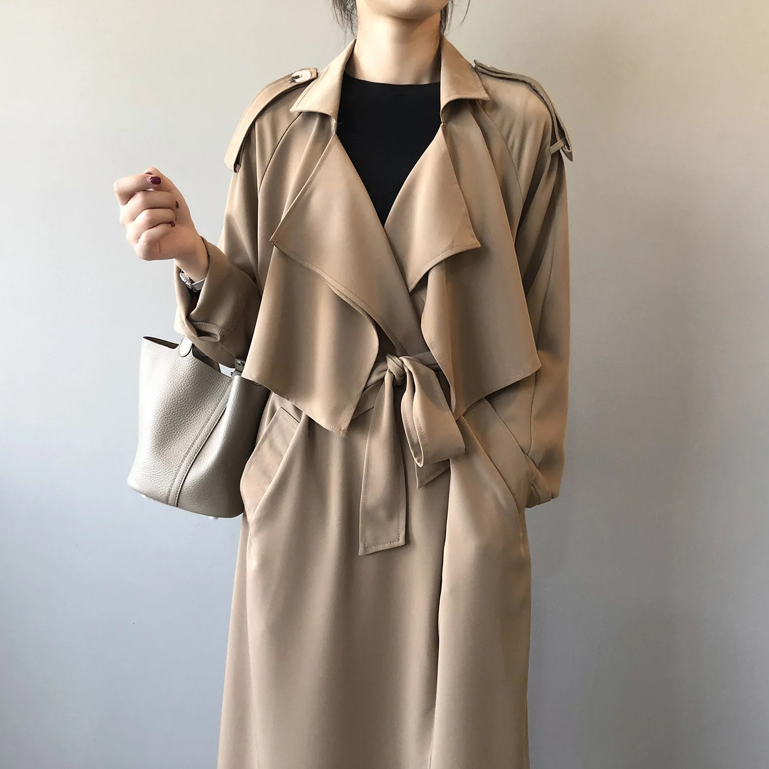 

Lady Coat Long Trench Double Breasted Slim Trench Coat Female Loose Overcoat Autumn WinterOutwear Fashion Windbreaker Femme