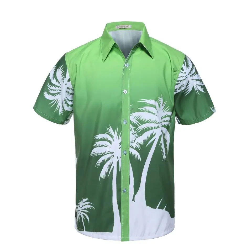 Новые Гавайские повседневные мужские пляжные рубашки с коротким рукавом