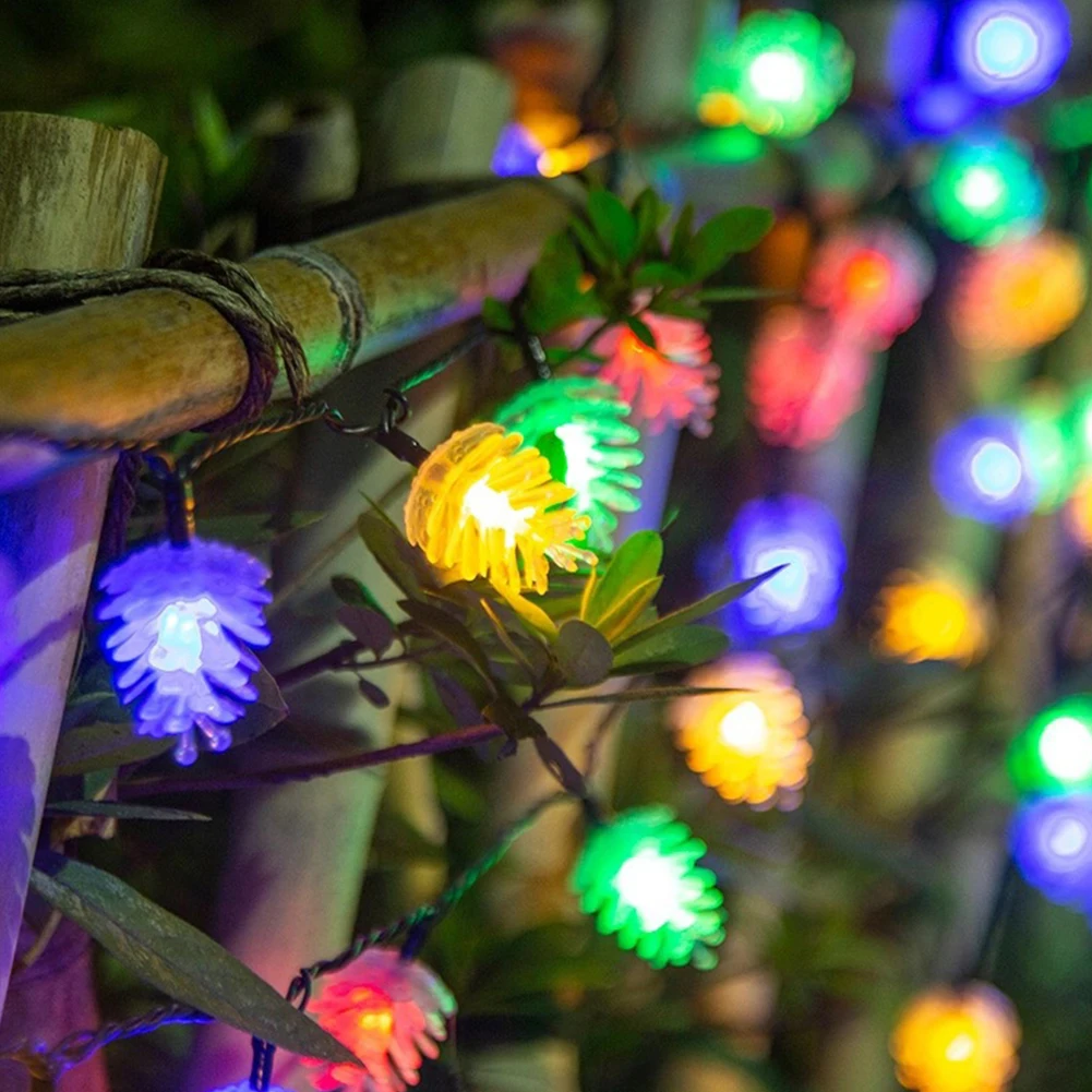 

5M Solar Powered LED String Light Garden Yard Wedding Bedroom Energy Saving Home Decor Party Living Room Durable Pine Cone