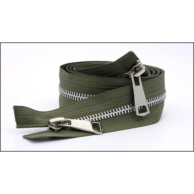 silver-green Meetee 120 см 5# Металлические молнии двойной слайдер открытый конец молнии DIY Швейные Инструменты пуховик пальто одежда портной ремонт аксессуары - Цвет: silver-green