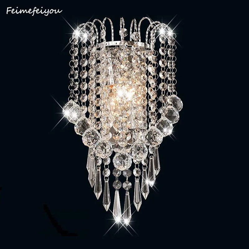 Luces led E14 Современные хрустальные зеркальные настенные светильники из