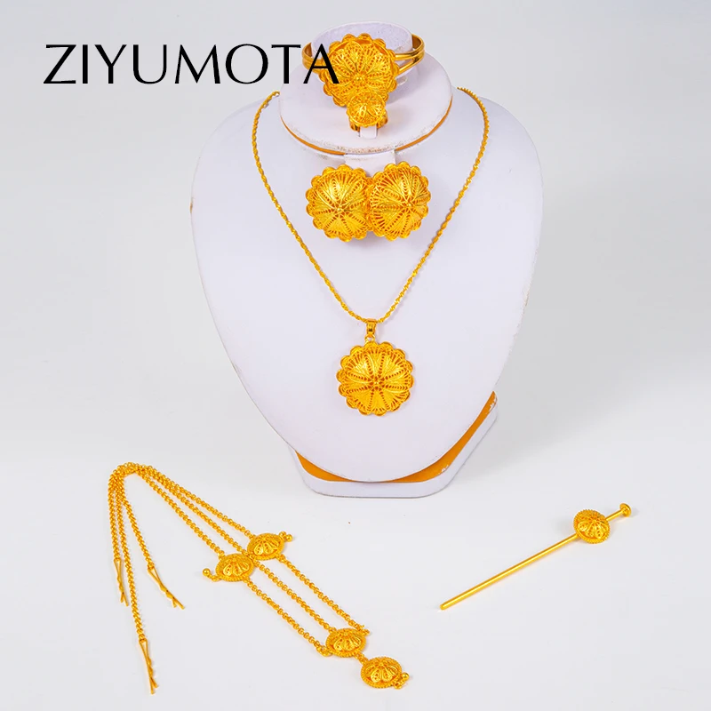 Женский комплект из ожерелья и кольца с эфиопскими украшениями 6 шт./лот |