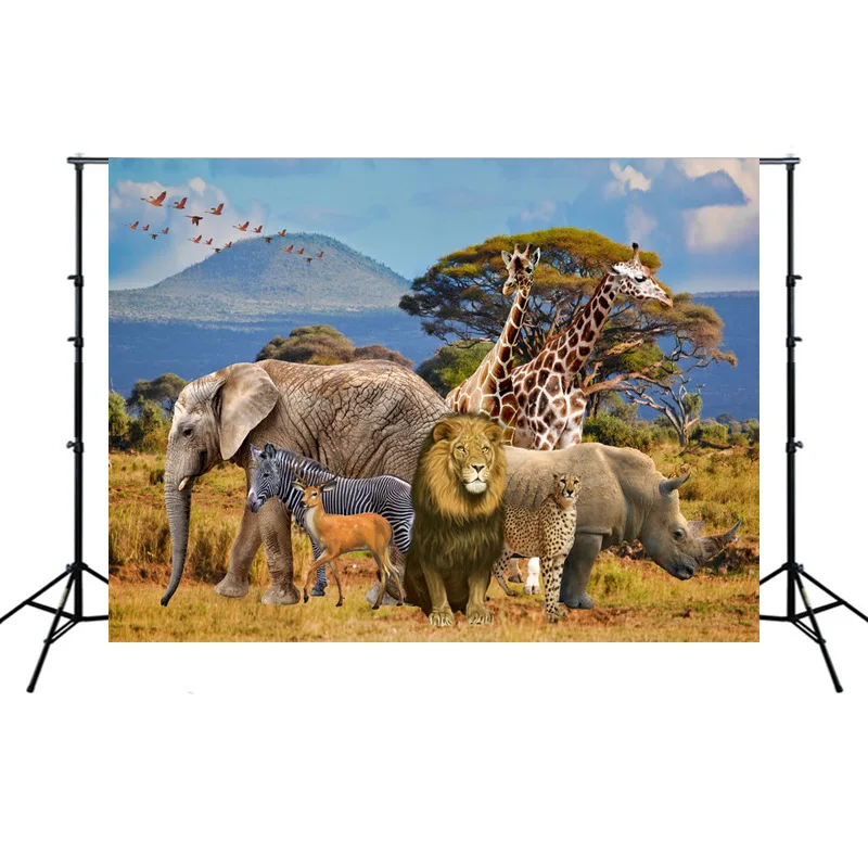 

Виниловый фон для фотосъемки с изображением животных в африканском стиле