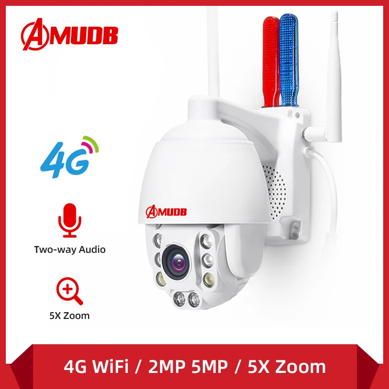 AMUDB 2MP 5MP 3G 4G sim карта Беспроводная мини PTZ купольная ip камера 1080P наружная