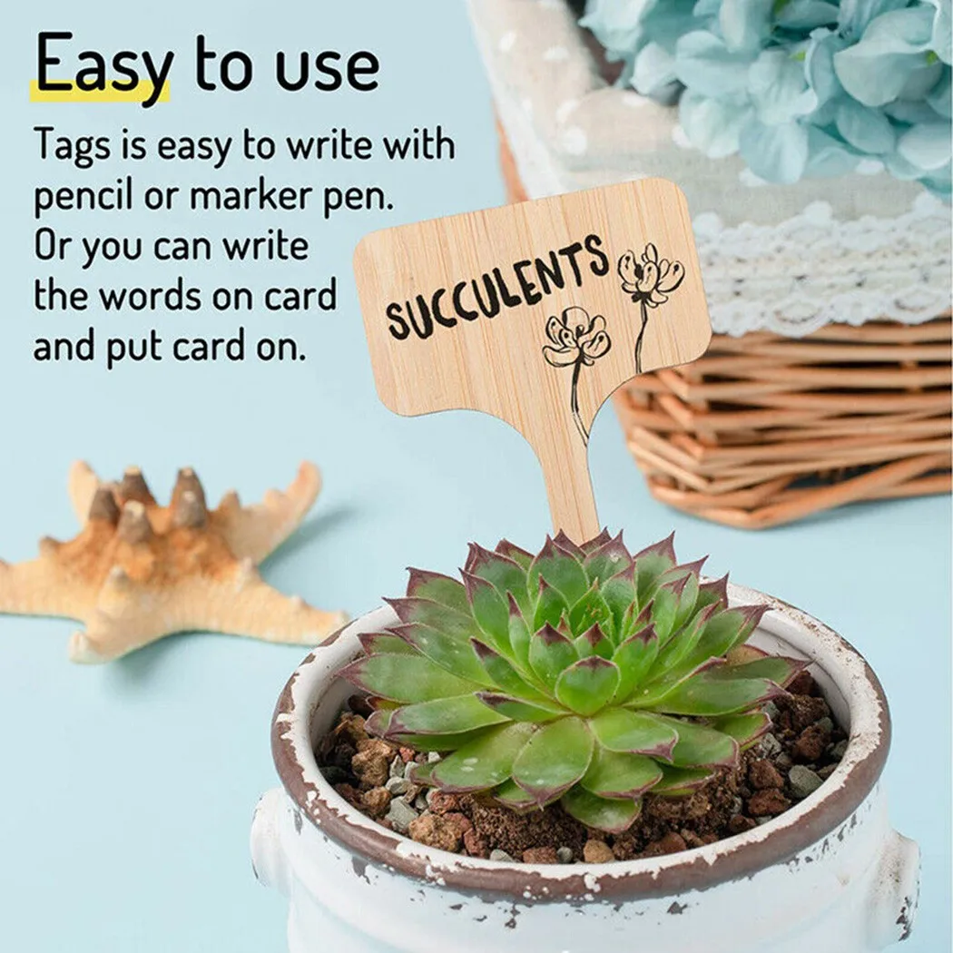 

Stake Plant T-Tags T-Tags Wood 100Pcs Bamboo Blank Eco-Friendly Flower