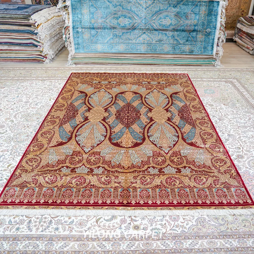 Yilong 6 56 'x 9 84' Турецкий Дизайн коврик красные восточные искусственные шелковые