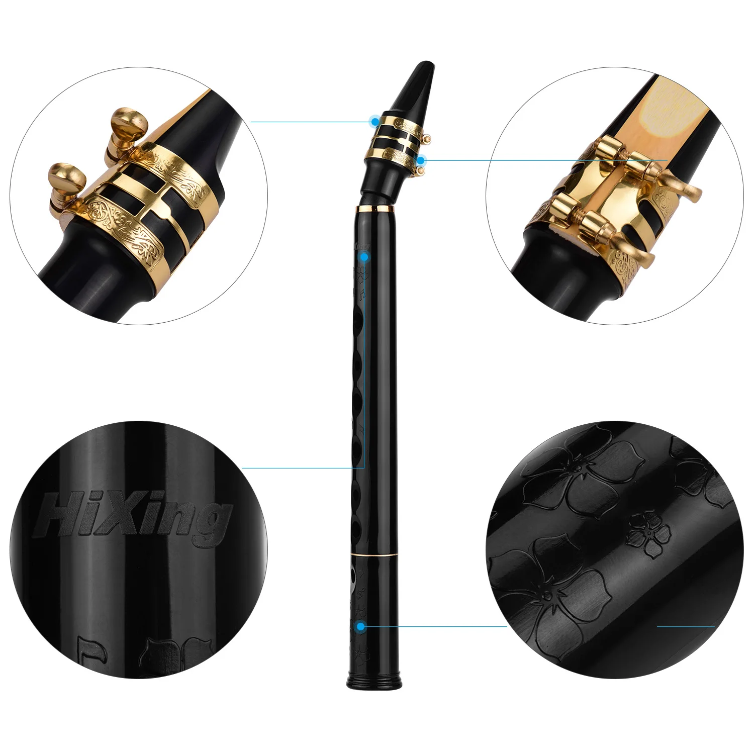 HiXing C Key Mini Pocket Saxophone Sax ABS Material with Mouthpieces 10pcs Reeds Carrying Bag Woodwind Instrument | Спорт и