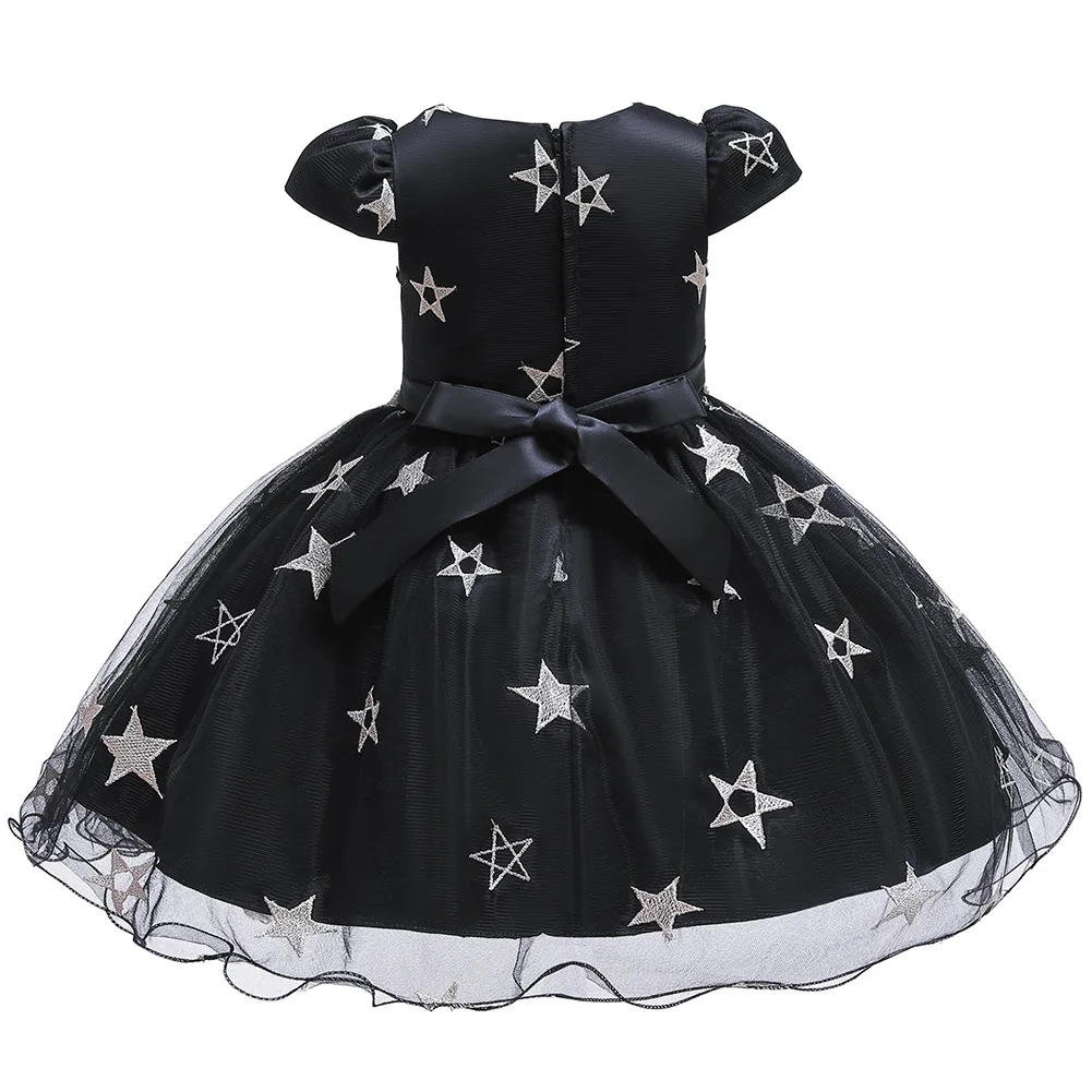 

It's YiiYa Flower Girl Dress 2019 Elegant O-neck Stars Print Christmas Dresses Sleeveless First Communion Dresses for Girls