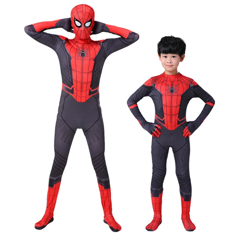 Man hero Kids Spider Costume Far From Home Spiderboy Cosplay Peter Parker Suit Adult Child Halloween Bodysuit