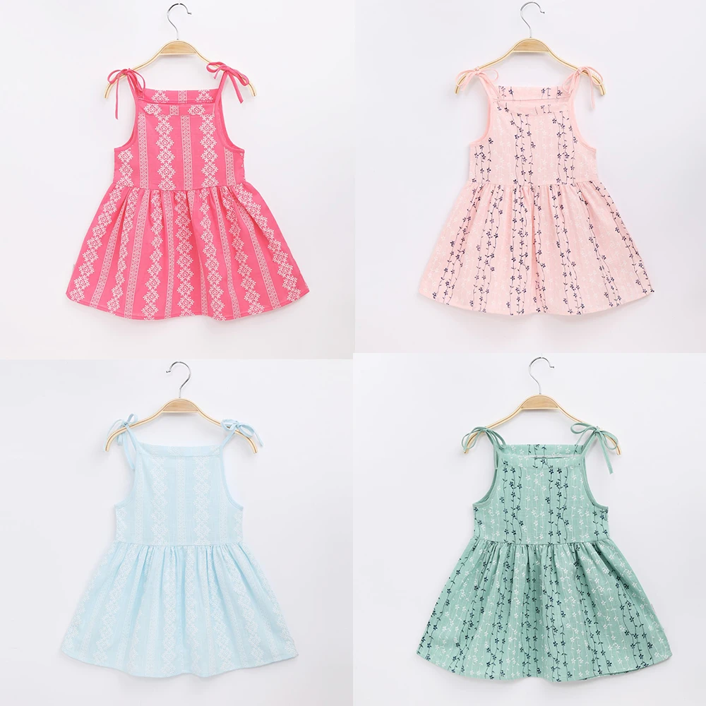 

2021 Summer Girls Floral Dress Sling Ruffles Bohemian Beach Princess Dresses for Girl Clothing 2 4 6 8 Years With Necklace Gift