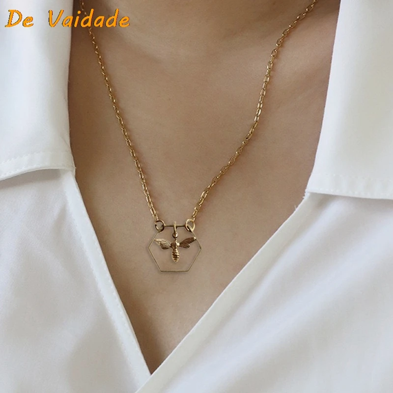 

Fashion New High Quality Cute Bee Necklace Gold Color HoneyBee Pendant Necklace For Women Valentine's Day Gifts