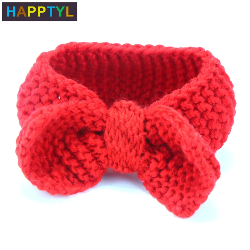 HAPPTYL/1 шт. Зимняя Милая вязаная повязка на голову с бантом для маленьких девочек