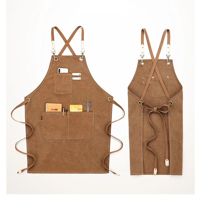 Брезентовый Рабочий Фартук на шею унисекс Регулируемая кожаная фабричная