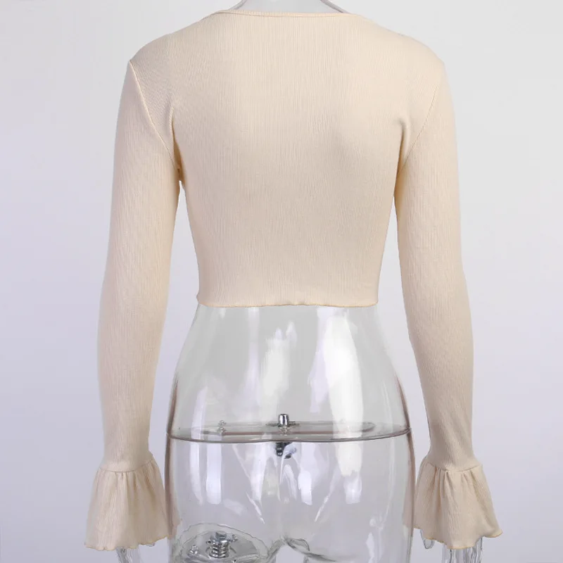 

Autumn Ladies Sexy Slim-fit, Button-down Flared Long-sleeved Small Cardigan,Solid Color Knitted Sweater Top