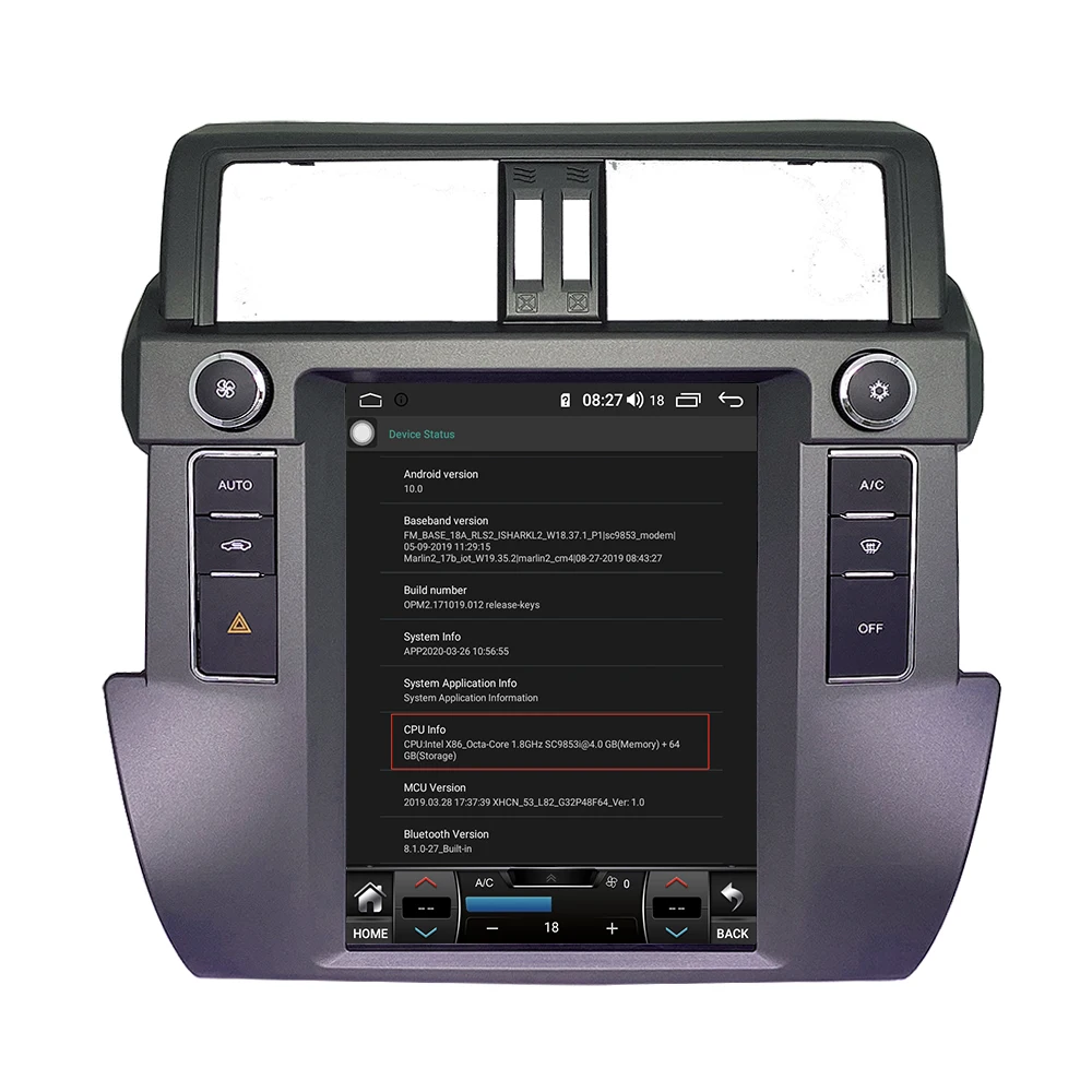 ZOYOSKII Android 9 1 7 дюймов вертикальный экран автомобильное радио GPS bluetooth для Toyota Prado