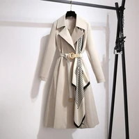 womens fashion windbreakers new loose womens long trench coat casual belt and thin temperament autumn 2021 womens clothing