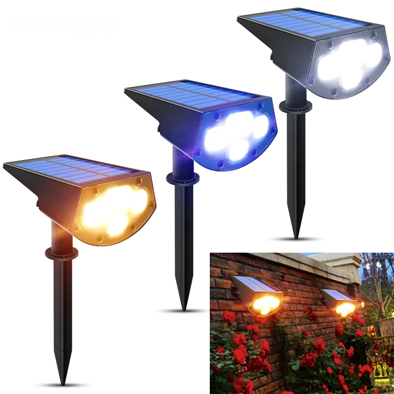

LED Solar Spotlights Outdoor Solar Landscape Lights Waterproof Adjustable Wall Lamp for Patio Pathway Yard Garden Driveway Pool