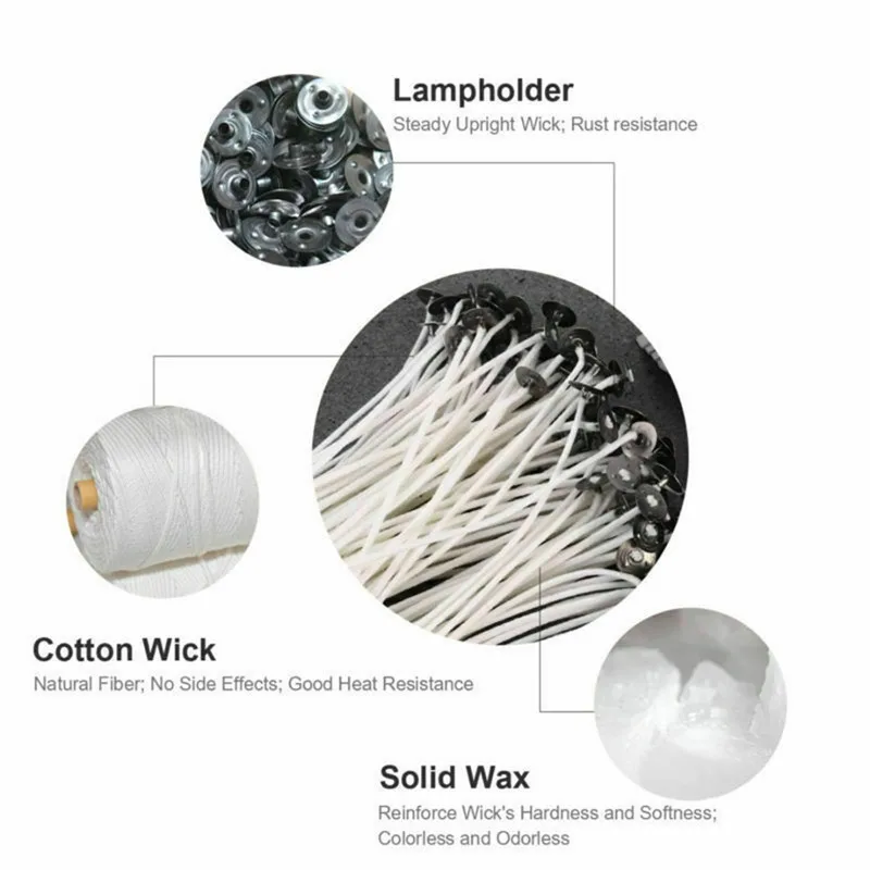 100 шт ручной работы свечи фитиль Хлопок ядро предварительно вощеный с